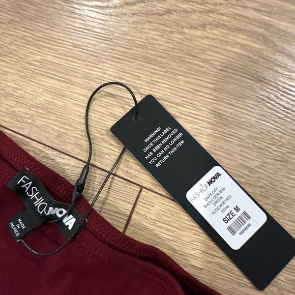 Fashion Nova Off-Shoulder Burgundy Asymmetrical Dress - Picture 4 of 6